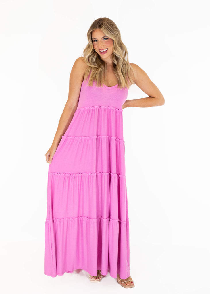 light pink maxi flowy dress