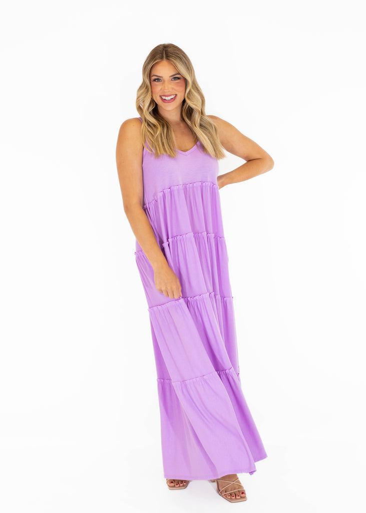 purple maxi flowy dress