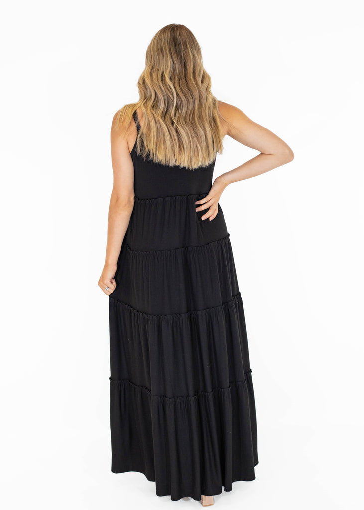 black maxi flowy dress
