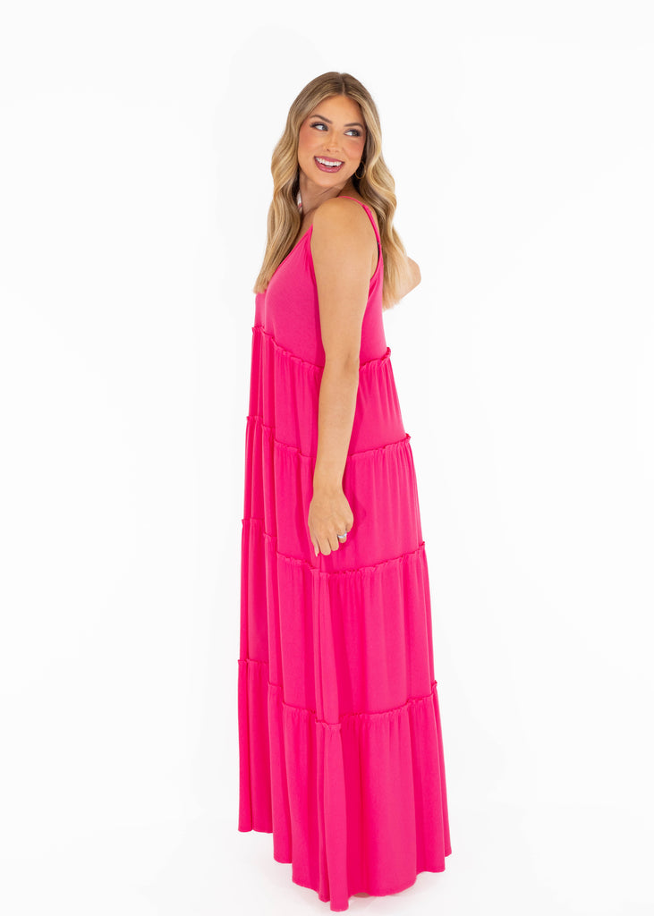 hot pink maxi flowy dress