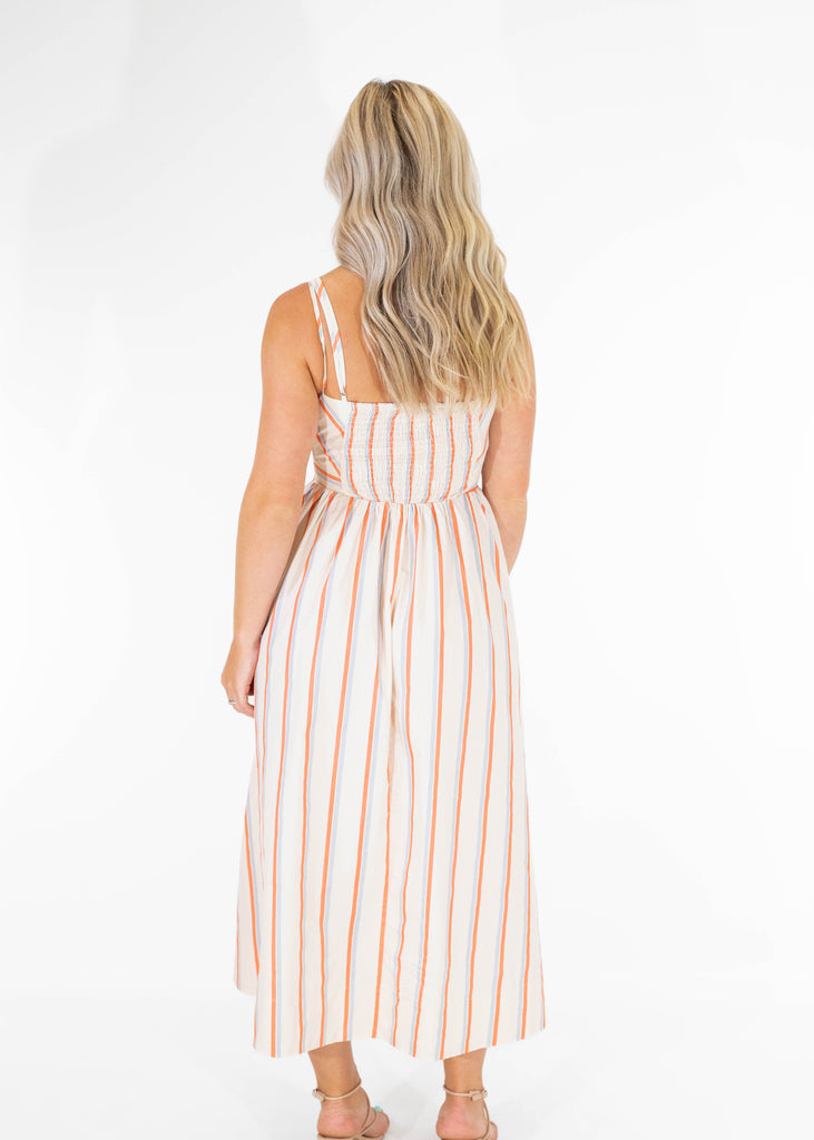 striped midi dress