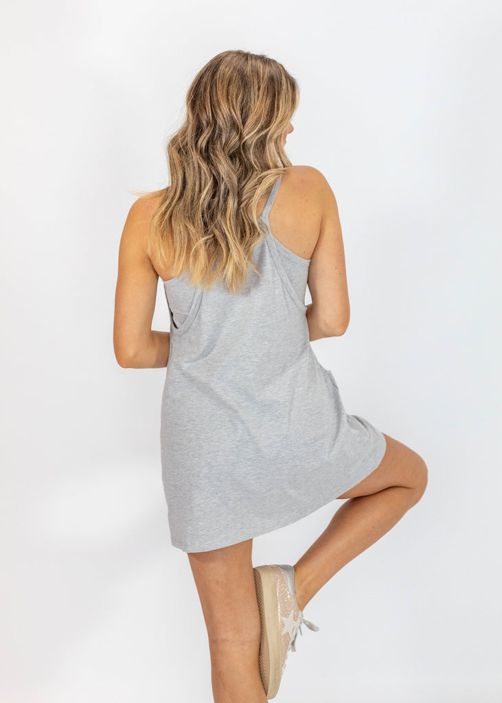 gray relaxed fit romper with pockets